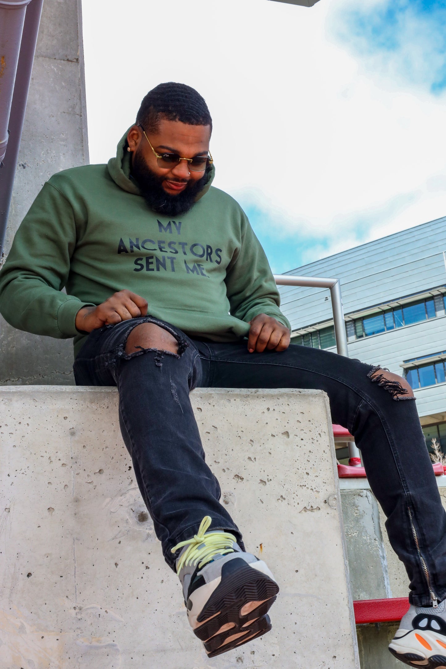 My Ancestors Sent Me. Hunter Green Hoodie